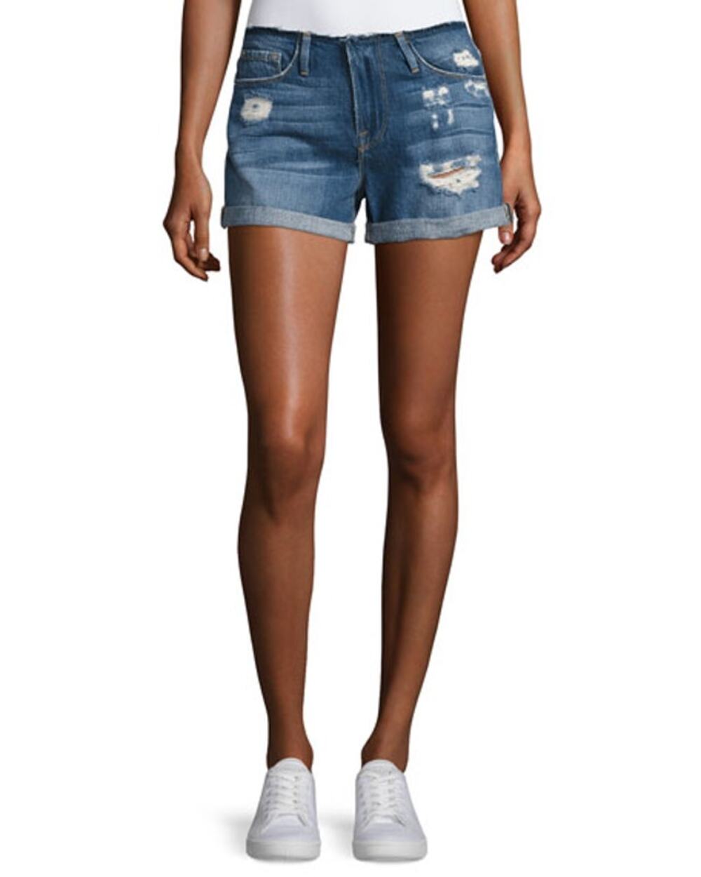 FRAME Le Cutoff Cuffed Raw Frayed Waist Denim Shorts Glenbarr Size 24